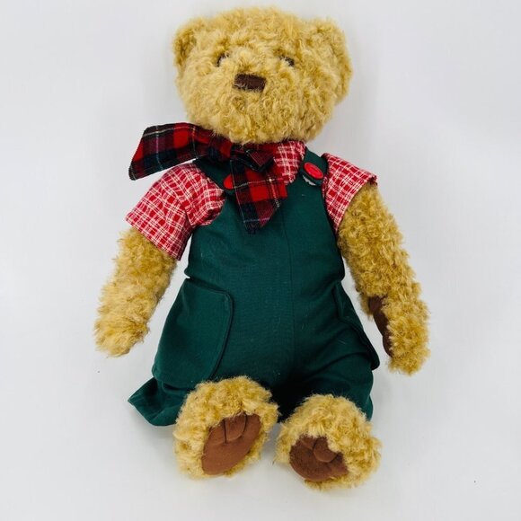 Gund Other - GUND Jointed Teddy Bear for Land's End Green Overalls Vintage